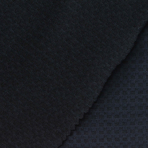 Plaid Cotton Nylon Stretch Jersey Knit Fabric, 175 gsm, 118 cm — Navy