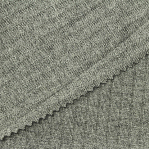 Grey Marl Rib Knit, Viscose-Poly, 340 gsm