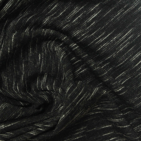 Black Marl Jersey Knit, Cotton-Poly, 170 gsm