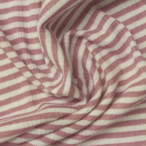 Pink Stripes Rib Knit, Polyester