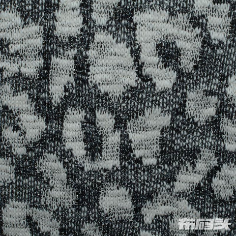 White Abstract Chunky Knit, Cotton-Poly, 220 gsm