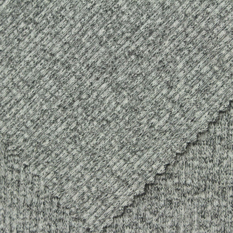 Grey Heathered-Marl Rib Knit, Poly-Cotton, 560 gsm