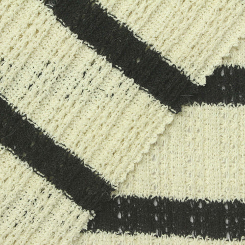 Black Horizontal-Stripe Rib Knit, Cotton-Poly, 275 gsm