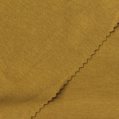 Polyester Tencel Lyocell Blend Stretch Rib Knit Fabric, 196 gsm, 176 cm — Khaki