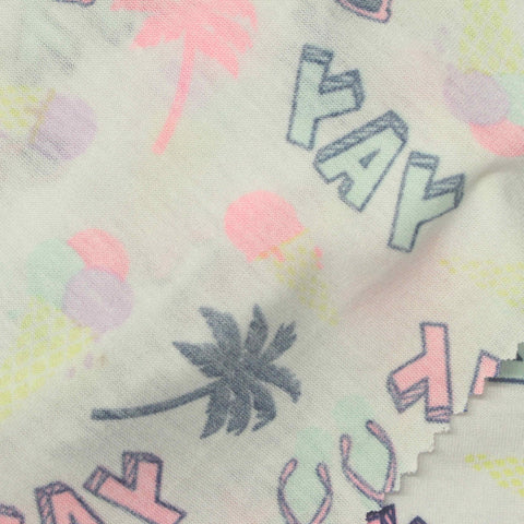 Cream Palm Jersey Knit, Polyester