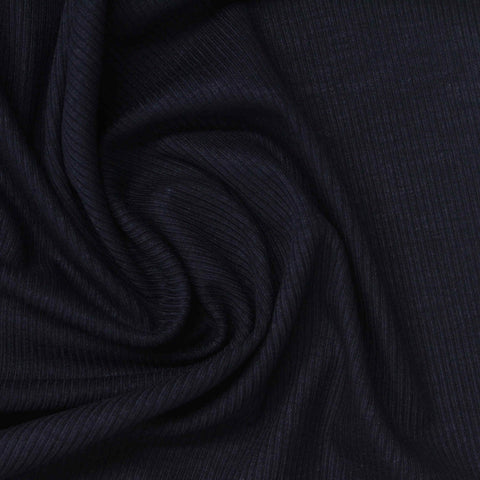 Tencel Lyocell Acetate Stretch Rib Knit Fabric, 215 gsm, 160 cm — Navy