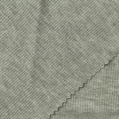 Heather Grey Marl Rib Knit, Viscose, 230 gsm, 144 cm