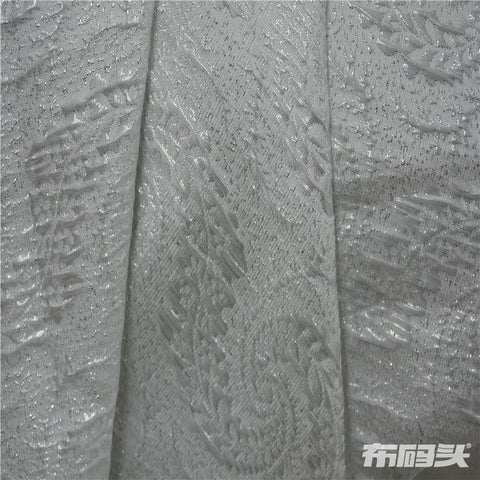 Silver Tone-on-Tone Leaf Jacquard, Poly-Viscose