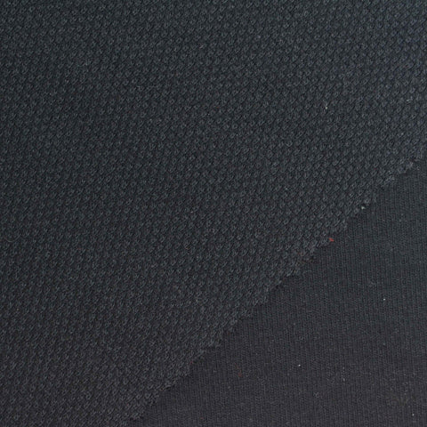 Cotton Piqué Knit Fabric, 372 gsm, 176 cm — Black