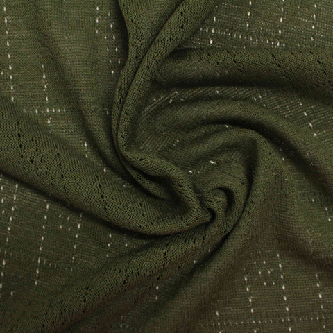 Dark Green Grid Pointelle Knit, Viscose-Nylon