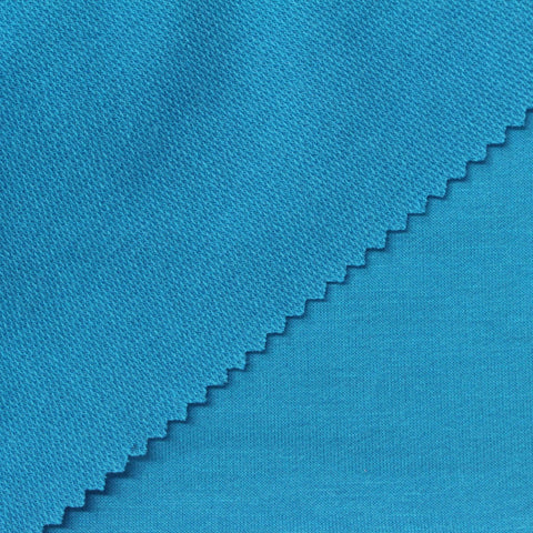 Polyester Viscose Stretch French Terry Fabric, 221 gsm, 170 cm — Blue