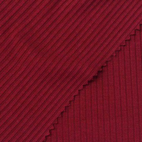 Viscose Stretch Rib Knit Fabric, 230 gsm, 138 cm — Red