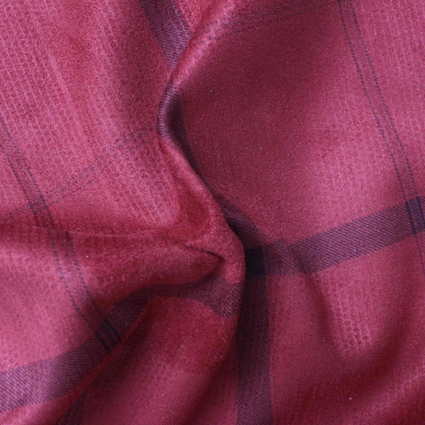 Magenta Plaid Faux Suede, Polyester