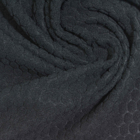 Jacquard 100% Polyester Fleece Fabric, 160 gsm, 150 cm — Black