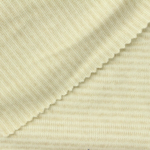 Striped Polyester Viscose Stretch Chunky Knit Fabric, 210 gsm, 165 cm — Beige