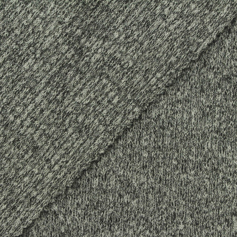 Black Marl Rib Knit, Poly-Viscose, 340 gsm