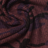 Dark Red Bold-Camo Rib Knit, Viscose-Poly — photo 1
