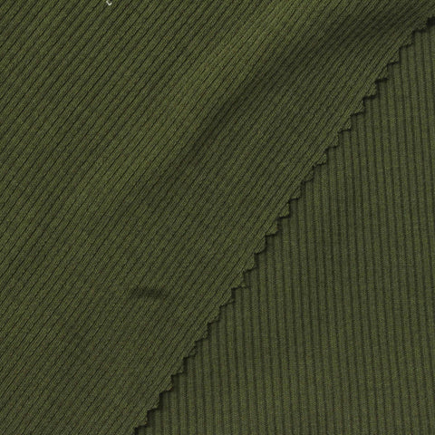 Olive Rib Knit, Cotton-Poly