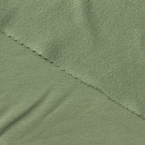 Cotton Stretch French Terry Fabric, 200 gsm, 162 cm — Green