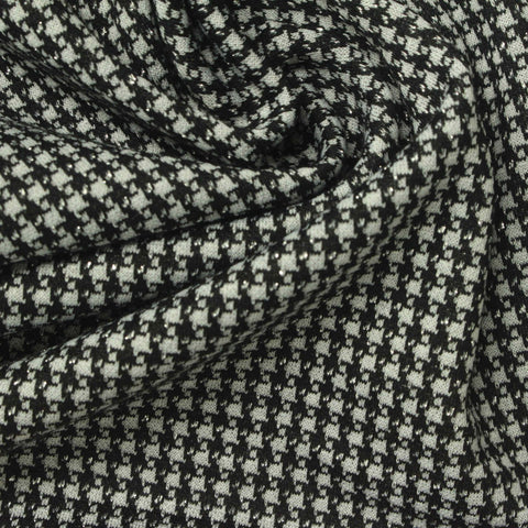 Black Houndstooth Jacquard, Polyester, 260 gsm, 155 cm