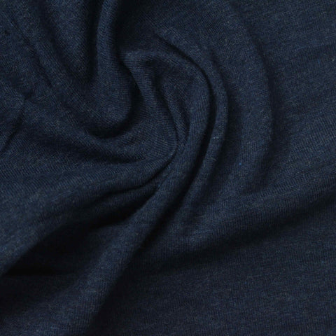 Dark Blue Marl Jersey Knit, Cotton-Poly, 180 gsm, 172 cm