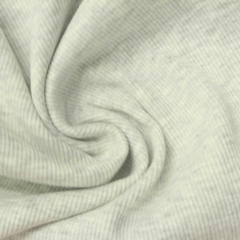 Heather Grey Marl Rib Knit, Poly-Cotton, 370 gsm