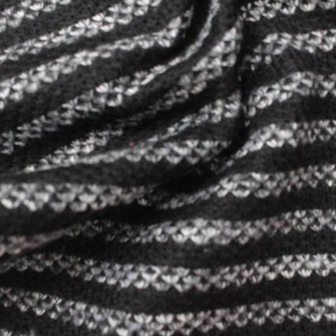 Black Horizontal-Stripe Chunky Knit, 400 gsm