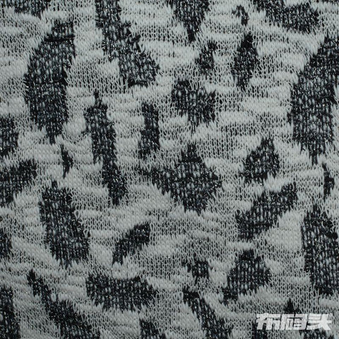 Black Animal Print Chunky Knit, Cotton-Poly, 234 gsm