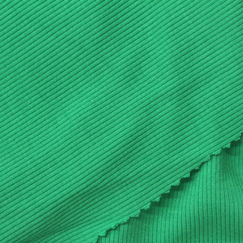 Green Ribbed Rib Knit, Modal-Tencel Lyocell