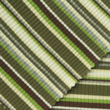 Striped Cotton Stretch Rib Knit Fabric, 265 gsm, 98 cm — Green — photo 1