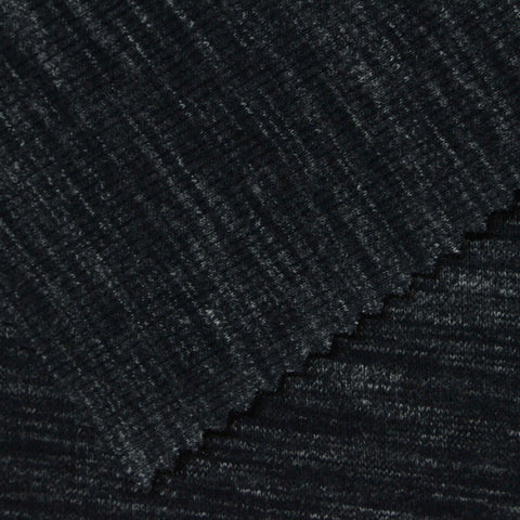 Dark Grey Marl Rib Knit, Cotton, 270 gsm