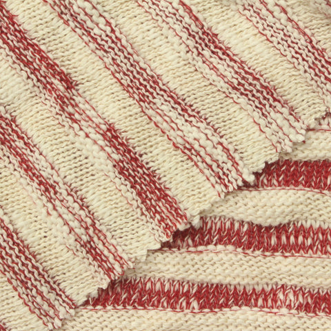 Cream Horizontal-Stripe Chunky Knit, Cotton-Poly, 340 gsm
