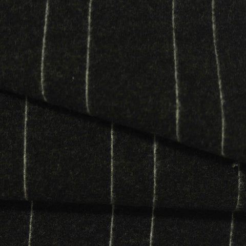 Light Grey Vertical-Stripe Interlock Knit, Viscose-Nylon
