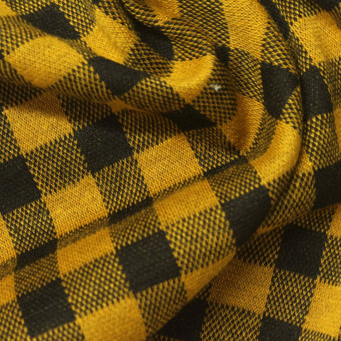 Yellow Check Interlock Knit, Polyester