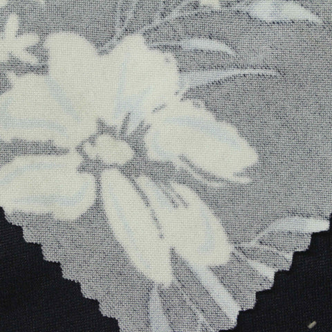 Blue Tropical-Leaf Milk Silk Knit, Polyester