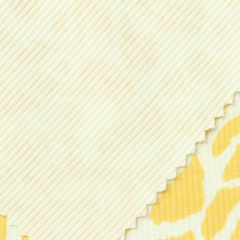 Yellow Zebra Rib Knit, Cotton-Poly