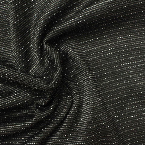 Silver Horizontal-Stripe Jersey Knit, Polyester, 145 gsm