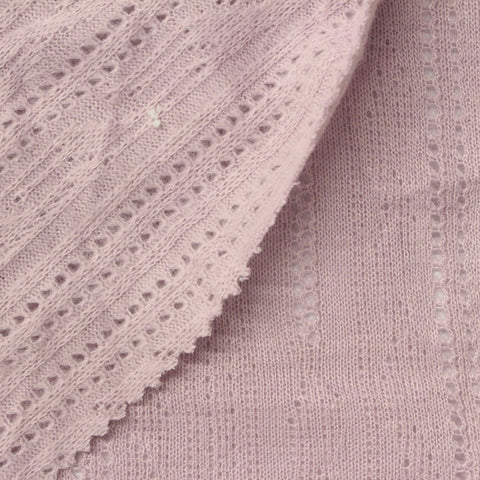 Light Pink Vertical-Eyelet Pointelle Knit, Poly-Viscose
