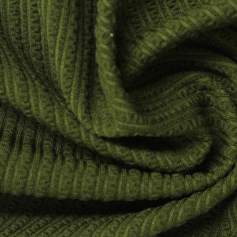 Green Vertical-Stripe Rib Knit, Polyester
