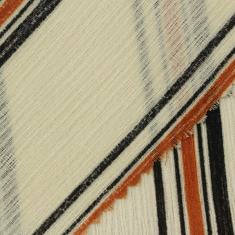 Orange Vertical-Stripe Crepe, Polyester, 133 gsm
