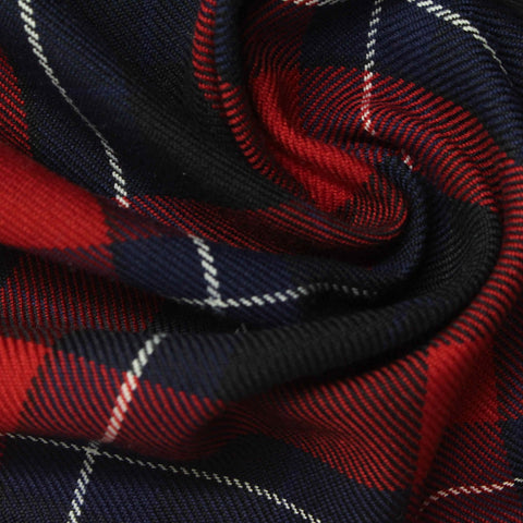 Red Plaid Woven, Poly-Viscose, 205 gsm