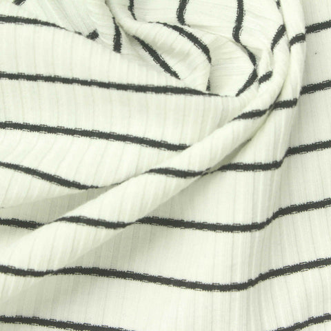 Dark Grey Horizontal-Stripe Rib Knit, Polyester, 220 gsm
