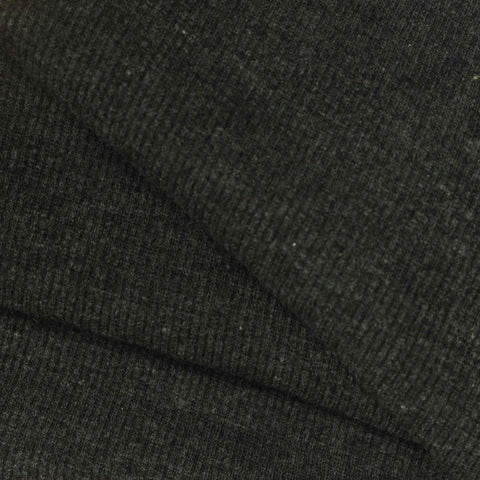Dark Charcoal Heather Rib Knit, Poly-Cotton