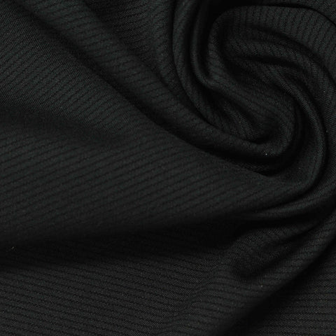 Striped Polyester Stretch Interlock Knit Fabric, 180 gsm, 150 cm — Black