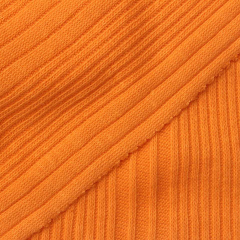 Cotton Stretch Rib Knit Fabric, 200 gsm, 166 cm — Orange