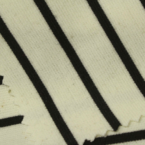Black Horizontal-Stripe Ponte Knit, Cotton-Poly, 280 gsm, 150 cm