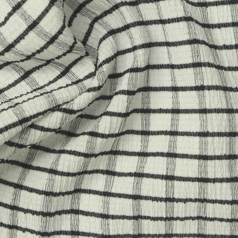 Dark Grey Check Crepe, Polyester