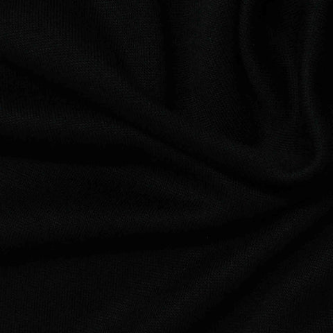 Viscose Polyester Stretch Interlock Knit Fabric, 217 gsm, 155 cm — Black