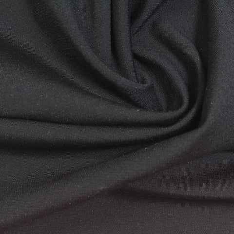 Viscose Nylon Stretch Ponte Knit Fabric, 240 gsm, 155 cm — Black