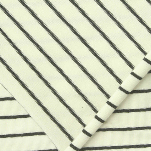 Dark Grey Horizontal-Stripe Jersey Knit, Modal-Cotton